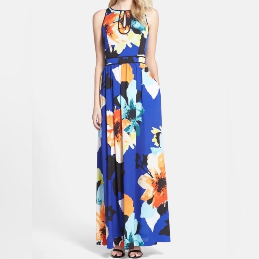 Vince Camuto Women’s Floral Sleeveless Keyhole Front Maxi Dress NWOT Sz 14